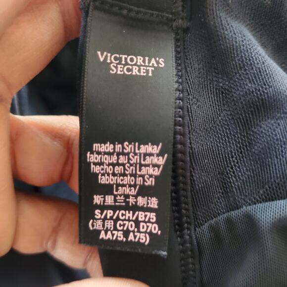 Victoria's Secret Black Performance Sheer Crop Top Sports Bra Leggings Set S 7/8 - Picture 4 of 12